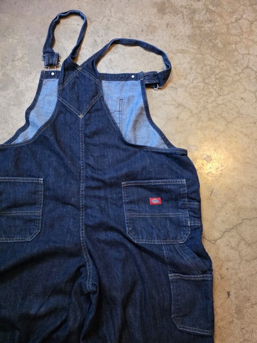 Dickies Denim Bib Overalls Blue Carpenter Work Size 8W L30 Cotton Durable - Picture 3 of 15